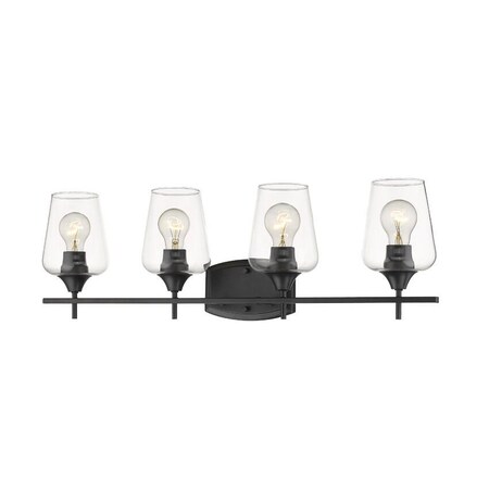 Z-Lite Joliet 4 Light Vanity, Matte Black & Clear 473-4V-MB